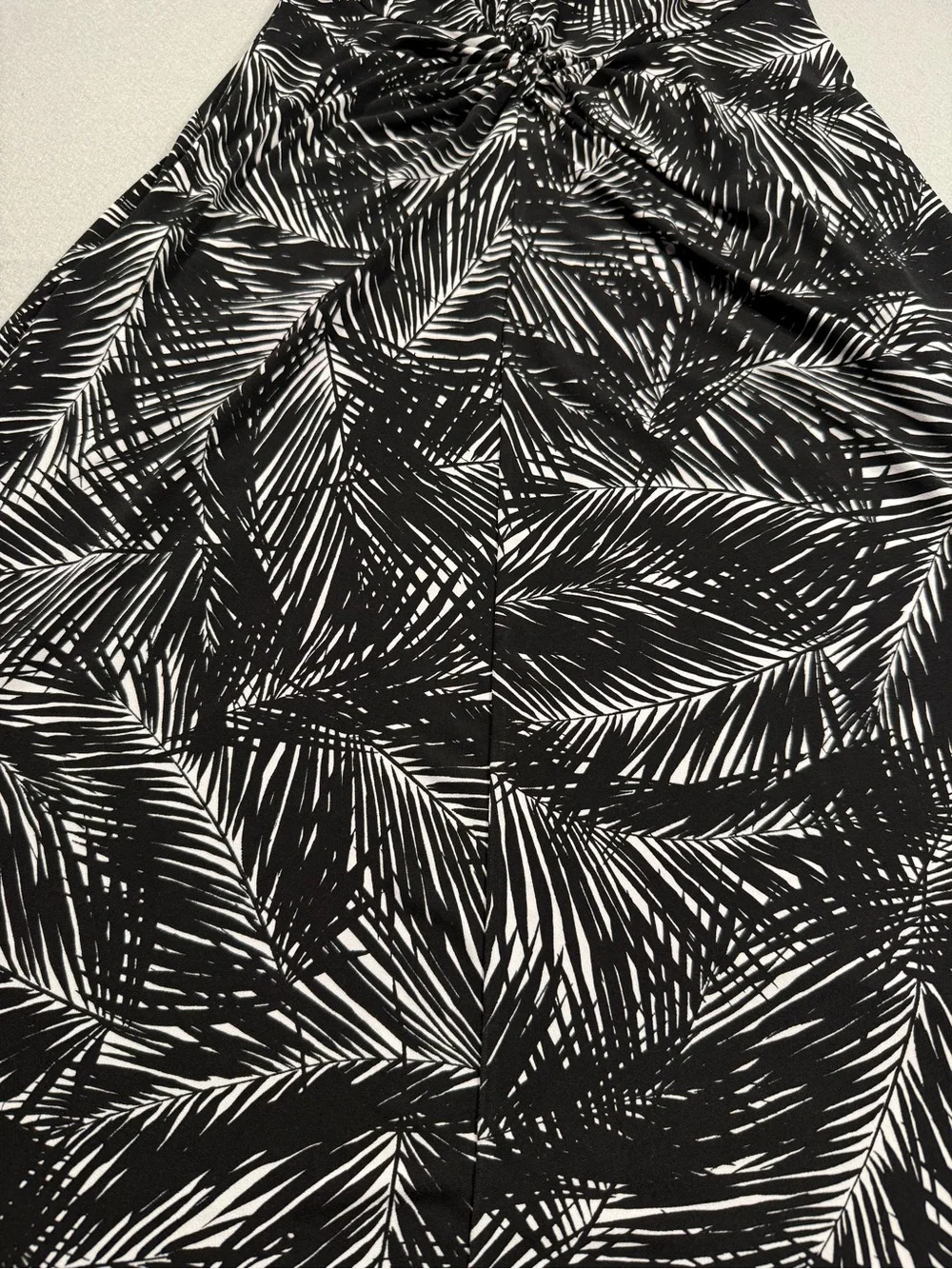 Michael Kors Small Black White Palm-Print Maxi Sundress Flowy Adjustable Beach